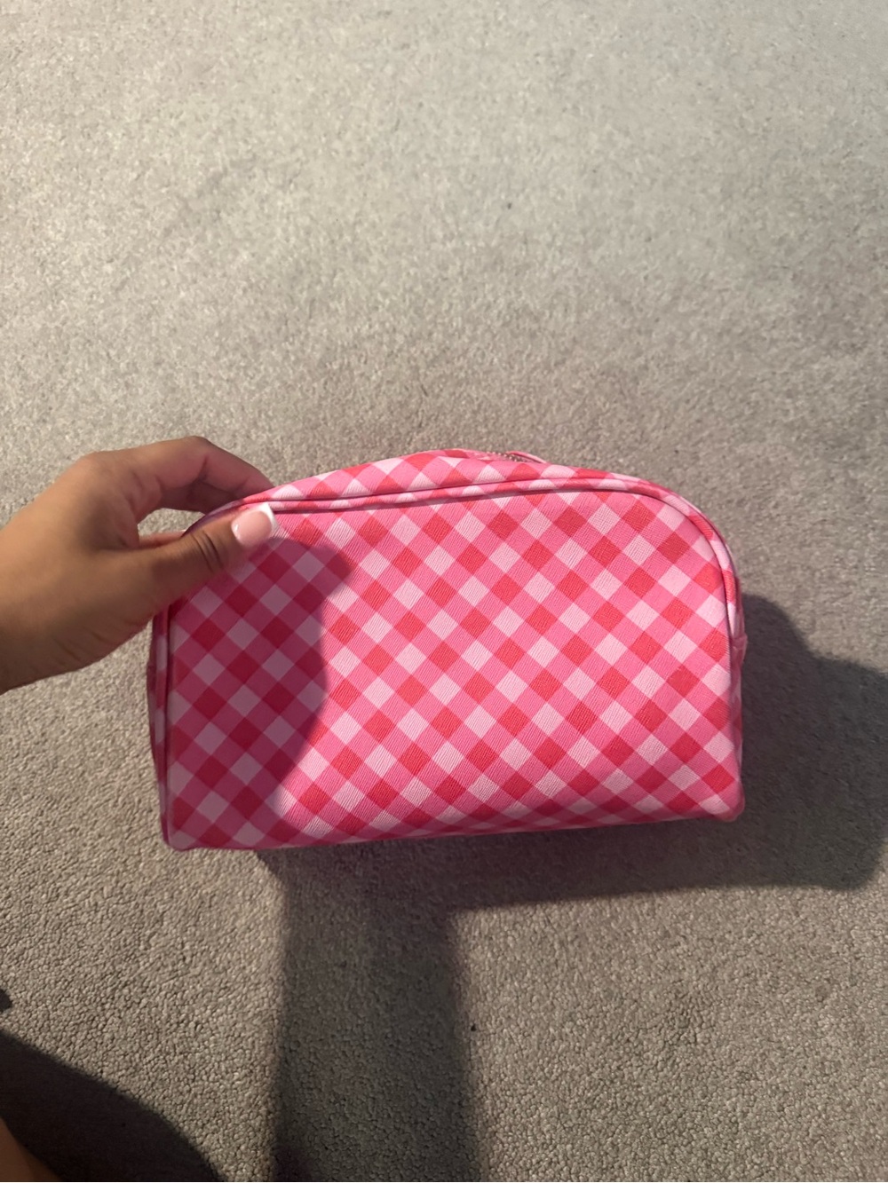 Pink Gingham Cosmetic Pouch - Women's Travel Makeup Bag